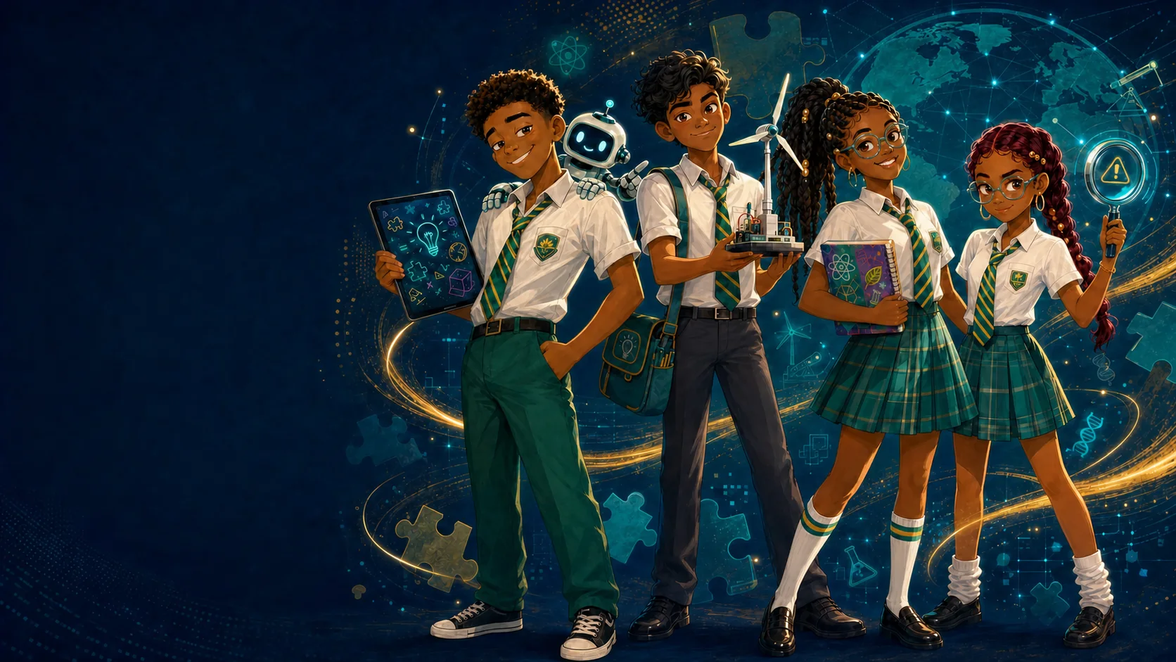 Punch, Ravi, Kamica and Angel together as Team Caribbean Exam